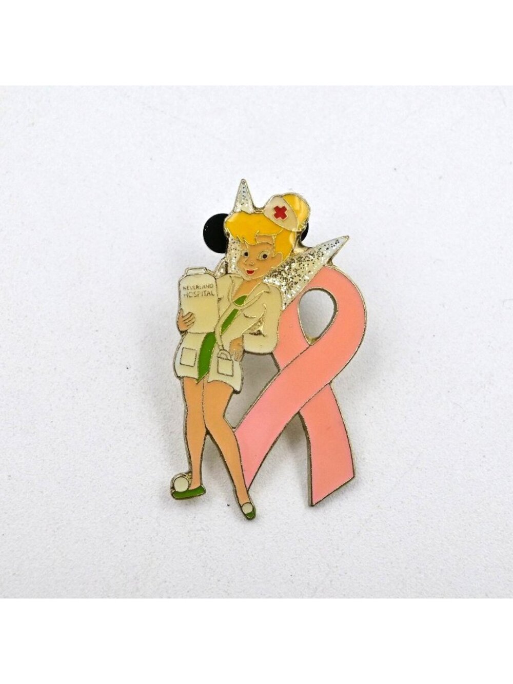 Disney Peter Pan Tinkerbell Breast Cancer Awareness Pink Ribbon Fantasy Pin